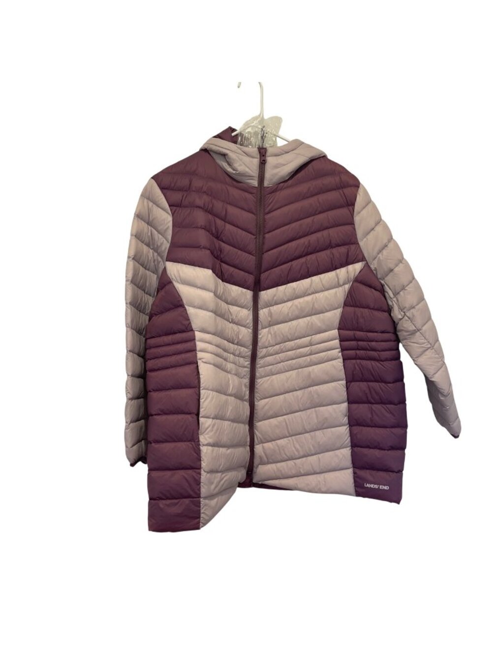 NWOT Land's End Womens Ultra packable Hooded Down Puffer Jacket 2X soft iris pur